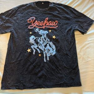 Yeehaw Black Acid Wash Graphic T-Shirt